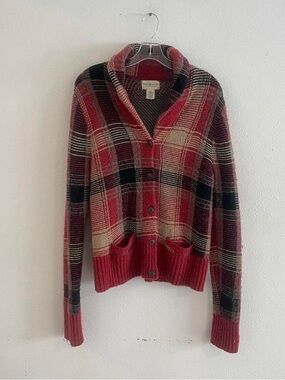 Denim & Supply Ralph Lauren Red Plaid Shawl Collar Cardigan